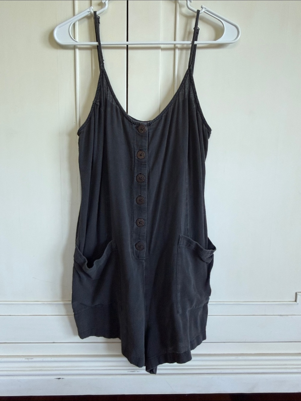 Rip Curl 🌊 Black Button-Front Romper with Pockets